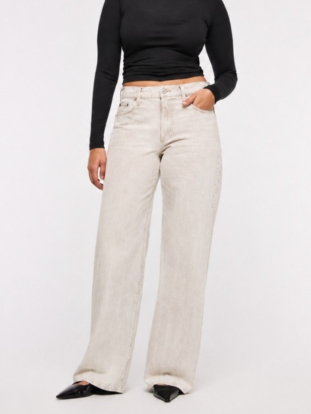 Abercrombie & Fitch The Ultra Loose Low Rise Jeans Ecru Women's Size 18 Short